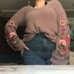 embroidered knit sweater